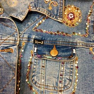 NWOT Fun, flashy, embellished blue jean jacket